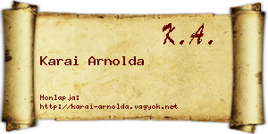 Karai Arnolda névjegykártya